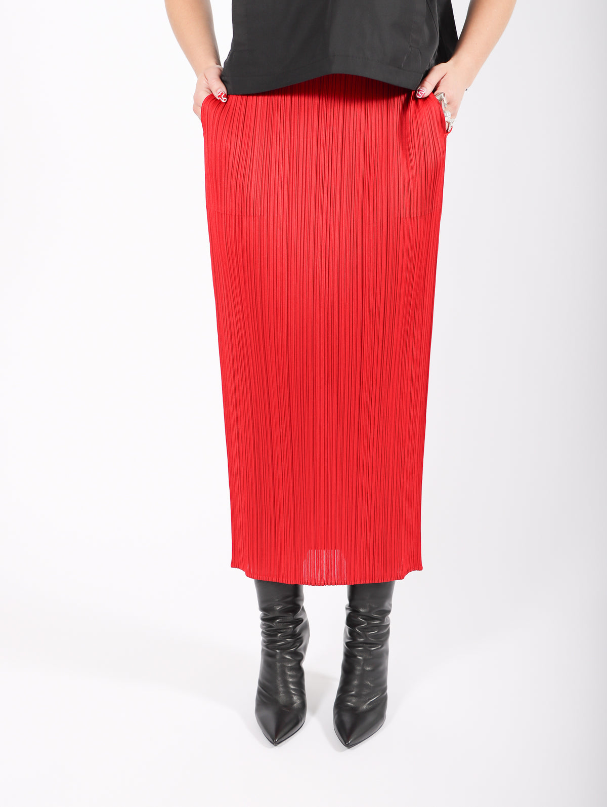 New Colorful Basics 3 Skirt in Red by Pleats Please Issey Miyake